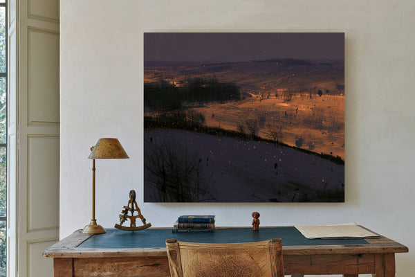 Rolling Hills At Night With Scattered Embers by Bella Frye