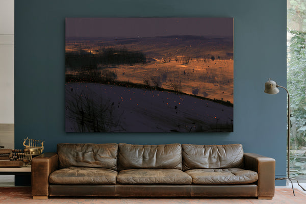 Rolling Hills At Night With Scattered Embers by Bella Frye
