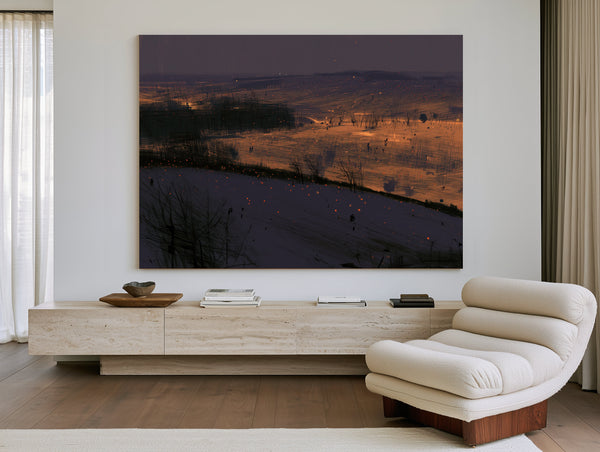 Rolling Hills At Night With Scattered Embers by Bella Frye