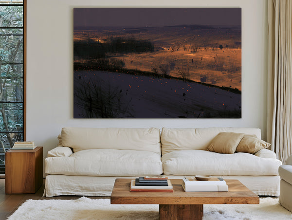 Rolling Hills At Night With Scattered Embers by Bella Frye