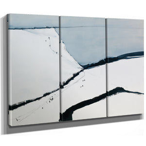 Snowy Hills With Tiny Figures Walking by Bella Frye
