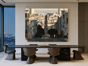 Steep City Street Descending Toward Bay by Bella Frye