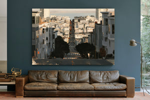 Steep City Street Descending Toward Bay by Bella Frye