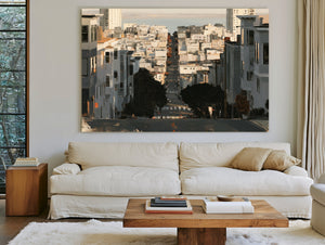 Steep City Street Descending Toward Bay by Bella Frye