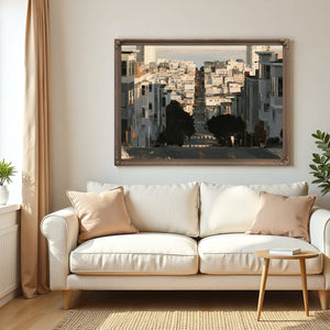 Steep City Street Descending Toward Bay by Bella Frye