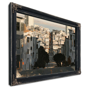 Steep City Street Descending Toward Bay by Bella Frye