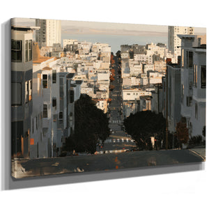 Steep City Street Descending Toward Bay by Bella Frye