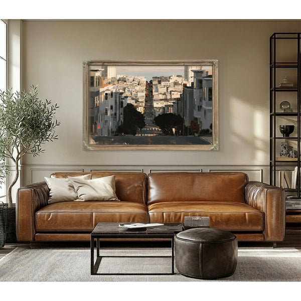 Steep City Street Descending Toward Bay by Bella Frye