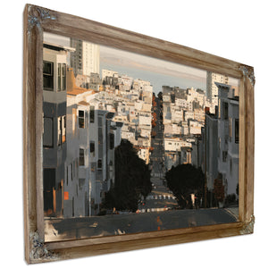 Steep City Street Descending Toward Bay by Bella Frye