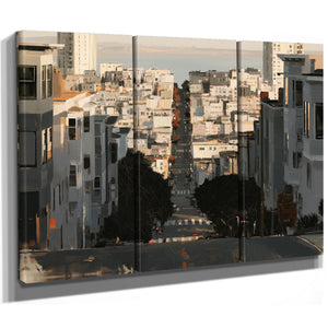 Steep City Street Descending Toward Bay by Bella Frye