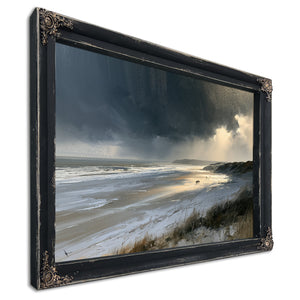 Stormy Beach Walk Beneath Dark Clouds by Bella Frye