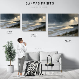 Stormy Beach Walk Beneath Dark Clouds by Bella Frye