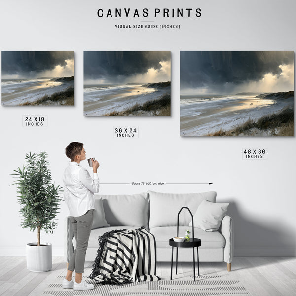 Stormy Beach Walk Beneath Dark Clouds by Bella Frye