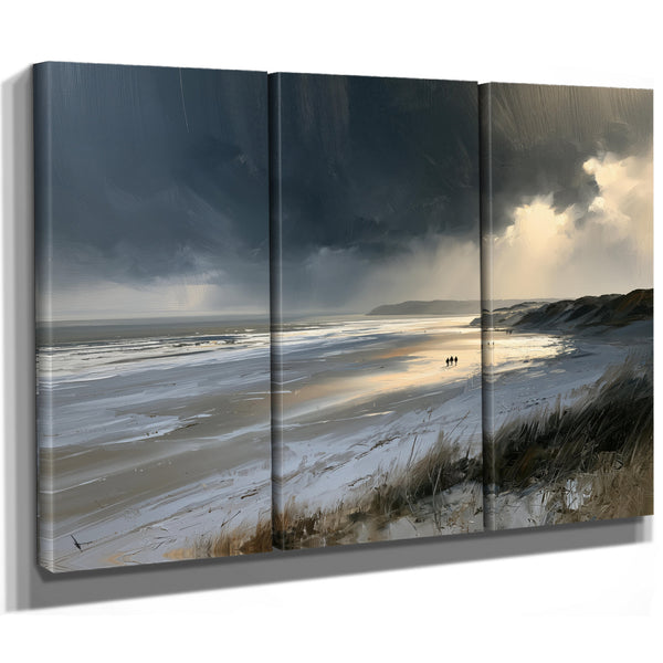 Stormy Beach Walk Beneath Dark Clouds by Bella Frye