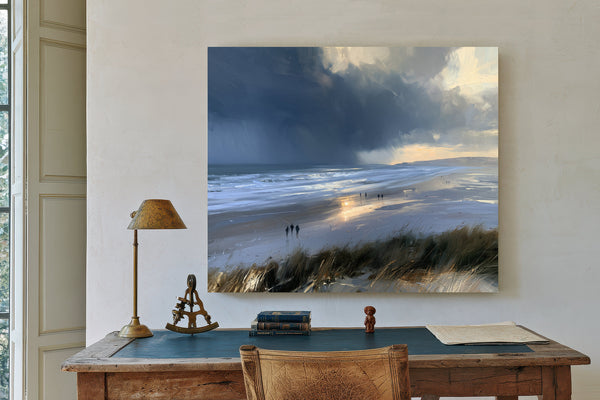 Stormy Beach Walk Dramatic Coastal Light by Bella Frye