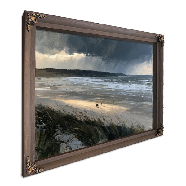 Stormy Beach Walk Under Dark Clouds by Bella Frye