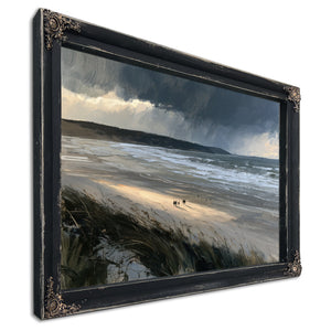 Stormy Beach Walk Under Dark Clouds by Bella Frye
