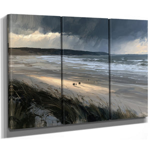 Stormy Beach Walk Under Dark Clouds by Bella Frye