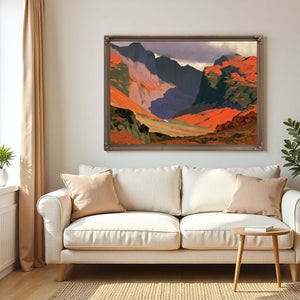 Sunlit Mountain Valley With Stormy Sky by Bella Frye