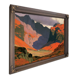 Sunlit Mountain Valley With Stormy Sky by Bella Frye