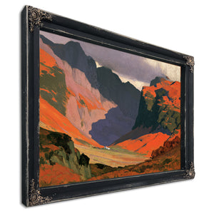Sunlit Mountain Valley With Stormy Sky by Bella Frye