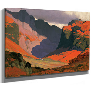 Sunlit Mountain Valley With Stormy Sky by Bella Frye