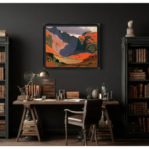 Sunlit Mountain Valley With Stormy Sky by Bella Frye