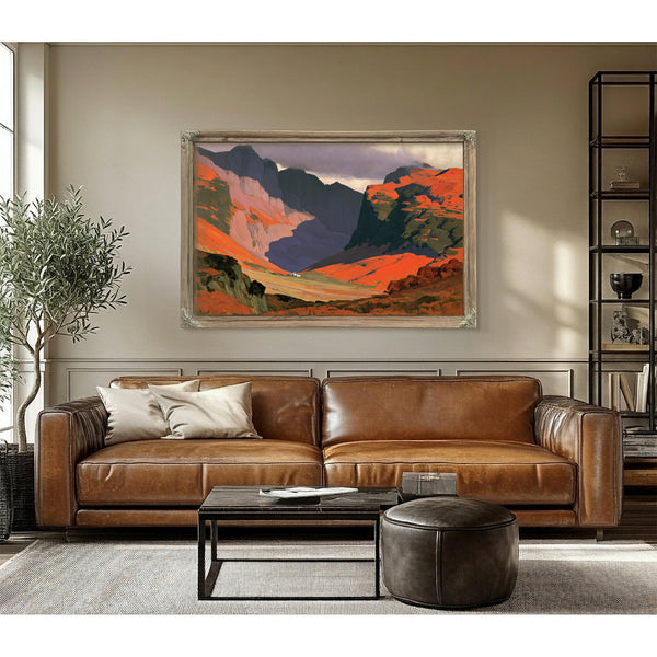 Sunlit Mountain Valley With Stormy Sky by Bella Frye