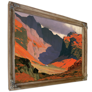 Sunlit Mountain Valley With Stormy Sky by Bella Frye