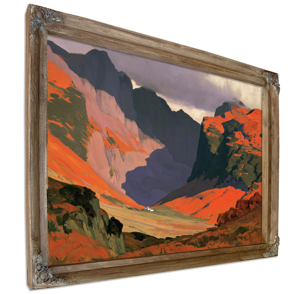 Sunlit Mountain Valley With Stormy Sky by Bella Frye
