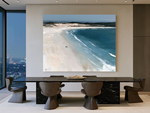 Two Figures Walking Vast White Beach by Bella Frye