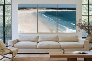 Two Figures Walking Vast White Beach by Bella Frye