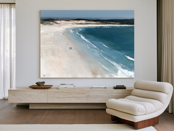 Two Figures Walking Vast White Beach by Bella Frye