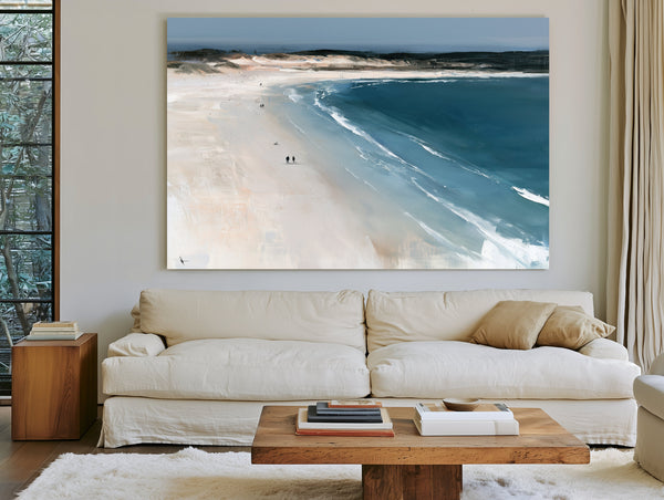Two Figures Walking Vast White Beach by Bella Frye