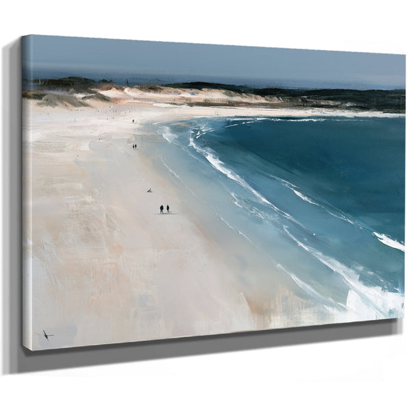 Two Figures Walking Vast White Beach by Bella Frye