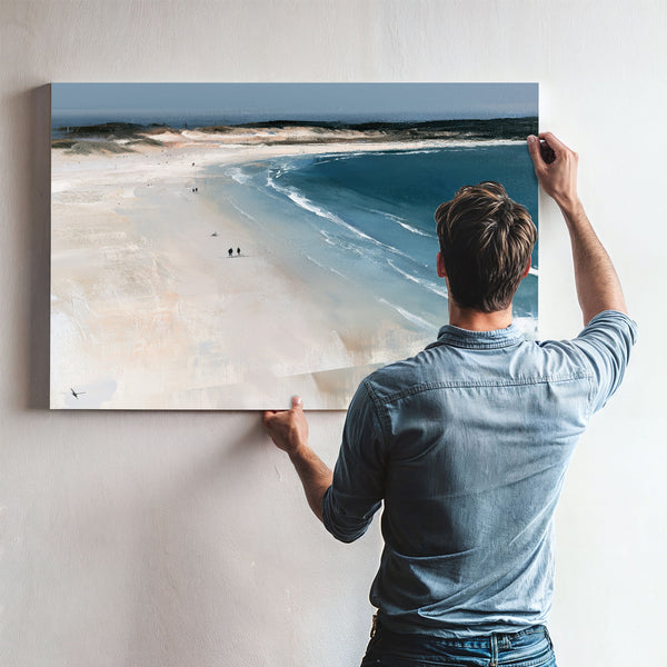 Two Figures Walking Vast White Beach by Bella Frye