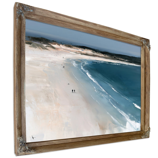 Two Figures Walking Vast White Beach by Bella Frye