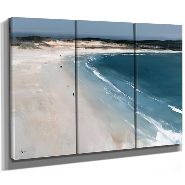 Two Figures Walking Vast White Beach by Bella Frye