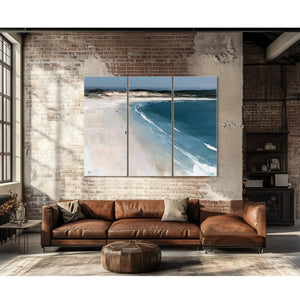 Two Figures Walking Vast White Beach by Bella Frye