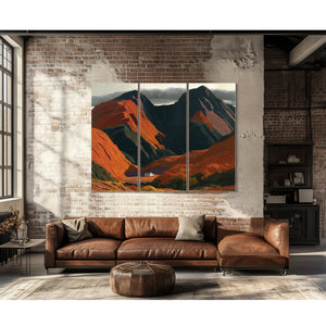 White Cottage Dwarfed By Red Mountain Valley by Bella Frye
