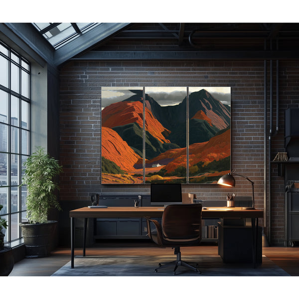 White Cottage Dwarfed By Red Mountain Valley by Bella Frye