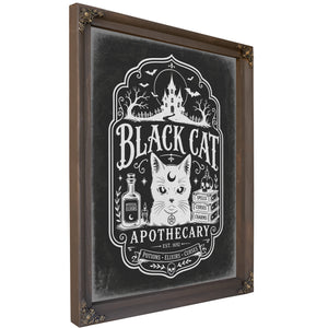 Black Cat Sign Halloween wall art, Bourbon frame