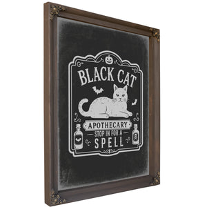 Lucky Black Cat Sign Halloween wall art, Bourbon frame