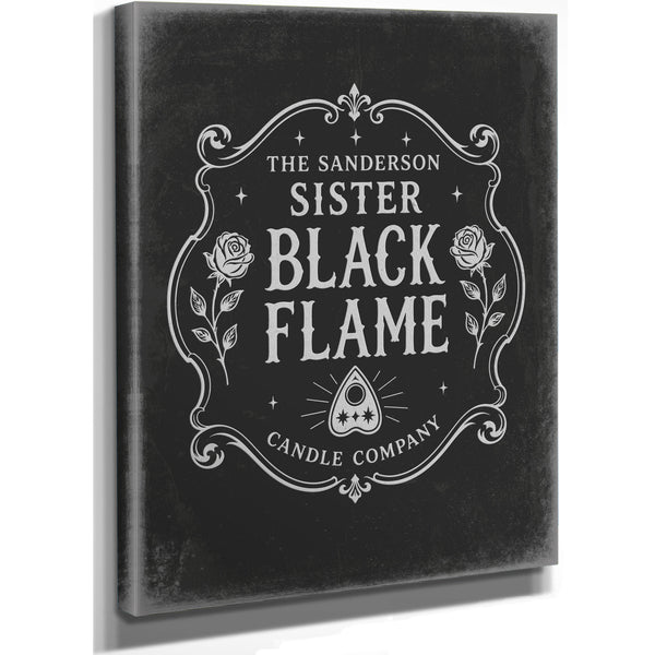 Black Flame Sign Halloween wall art, stretched canvas