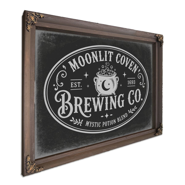 Witches Brewing Co Sign Halloween wall art, Bourbon frame