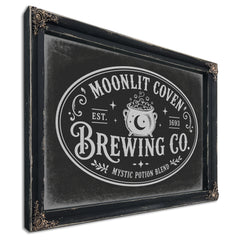 Witches Brewing Co Sign Halloween wall art, Ebony frame