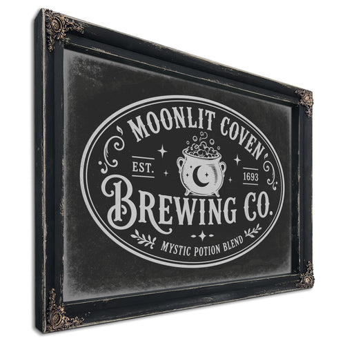 Witches Brewing Co Sign Halloween wall art, Ebony frame