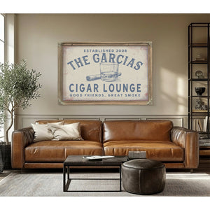 Personalized Cigar Lounge Sign, Good Friends, Great Smoke, Est. Year, image 3