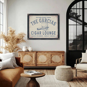 Personalized Cigar Lounge Sign, Good Friends, Great Smoke, Est. Year, image 4