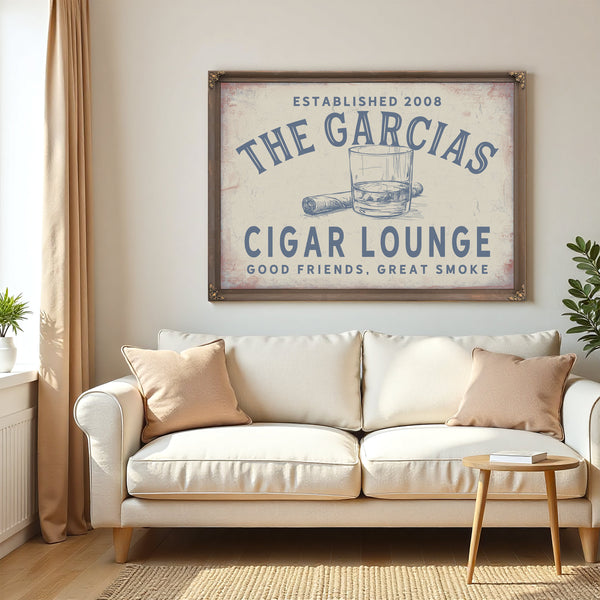 Personalized Cigar Lounge Sign, Good Friends, Great Smoke, Est. Year, image 5